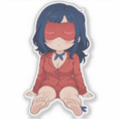 眠そうなミタちゃんちびかわいいアニメステッカー シール (正面)