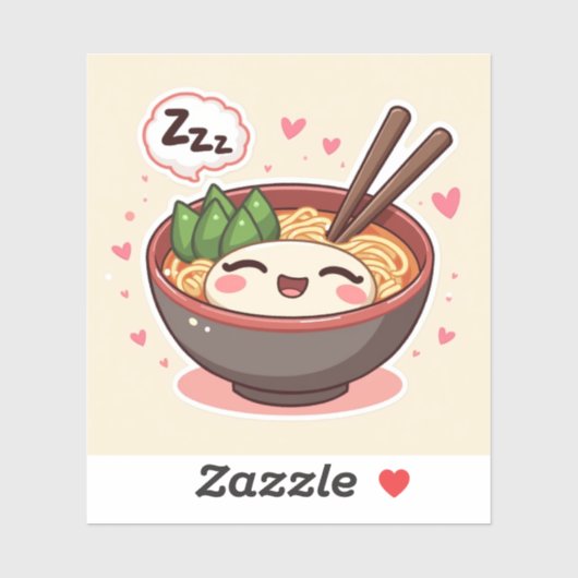 眠そうなラーメン丼 – かわいい麺ステッカー シール (シート)