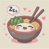 眠そうなラーメン丼 – かわいい麺ステッカー シール (正面)