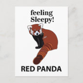 眠そうなレッサーパンダの面白いデザイン ポストカード (正面)
