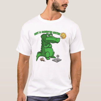 眠そうなワニのコーヒーカートゥーンが面白い Tシャツ