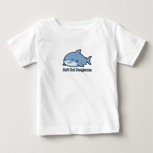眠そうな太った赤ちゃんサメのトップス ベビーTシャツ (正面)