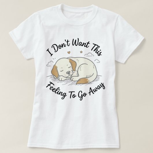 眠そうな子犬Tシャツ | この気持ちがかわいい犬のギフト Tシャツ (デザイン正面)