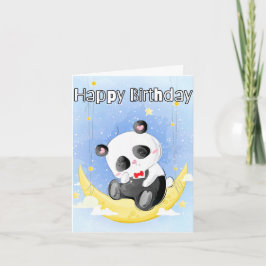眠そうな小さなパンダのくま | お誕生日おめでとう カード