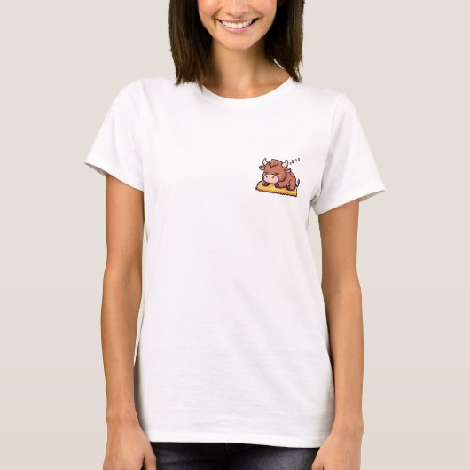 眠そうな小さな雄牛 Tシャツ (正面)