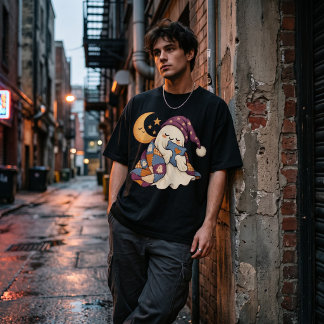 眠そうな幽霊のハロウィンTシャツ Tシャツ