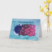 眠そうな挨拶が大好きリラックスの可愛い悪い虫 カード (黄色い花)