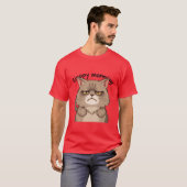 眠そうな朝のグレー猫 😴✨🐾 Tシャツ (正面フル)