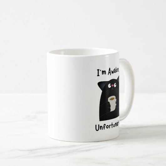 眠そうな猫が面白い コーヒーマグカップ (正面右)