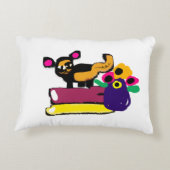 眠そうな猫と花 アクセントクッション (裏面)
