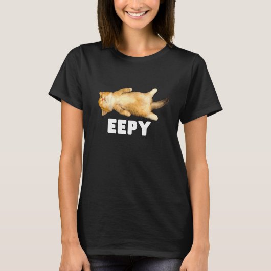 眠そうな猫の面白いミーム イーピーキャット Tシャツ (正面)