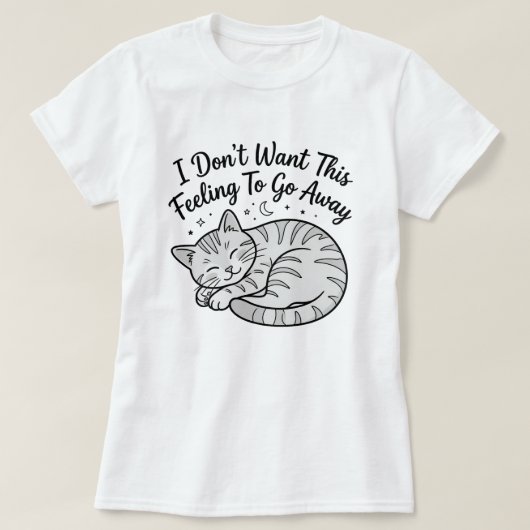 眠そうな猫のTシャツ | この気持ちが好きな猫グッズ Tシャツ (デザイン正面)