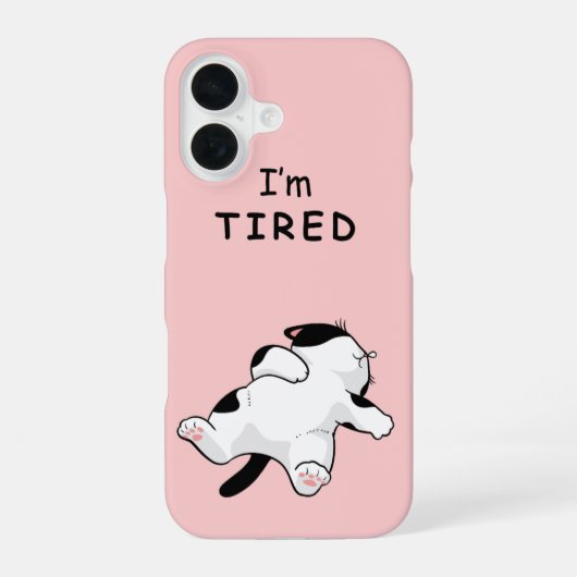 眠そうな猫 "疲れた" iPhone 16ケース (裏面)