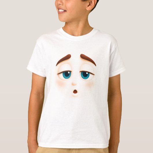 眠そうな青い目の絵文字Tシャツ Tシャツ (正面)