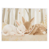 眠っているウサギと森の中で子鹿 ラージペーパーバッグ (裏面)