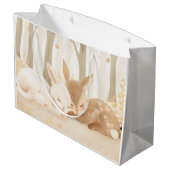 眠っているウサギと森の中で子鹿 ラージペーパーバッグ (裏面アングル)