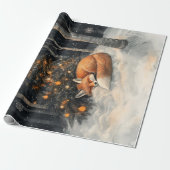 眠っているキツネお洒落素朴クリスマスの切り離 ラッピングペーパー (アンロールド)