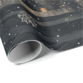 眠っているキツネお洒落素朴クリスマスの切り離 ラッピングペーパー (ロールコーナー)