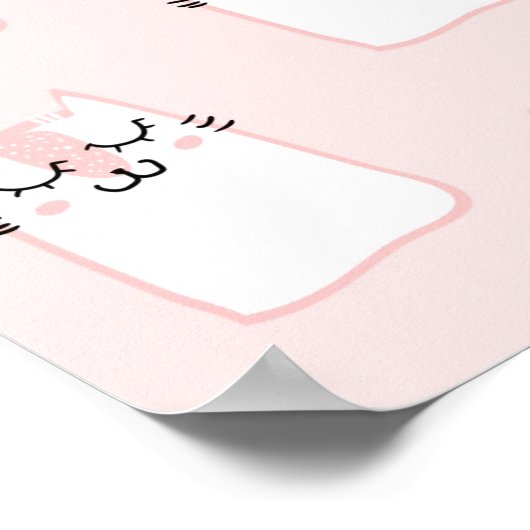 眠っているキティキャットパターンモノグラム ポスター (角)