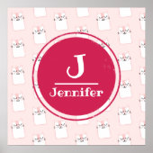 眠っているキティキャットパターンモノグラム ポスター (正面)