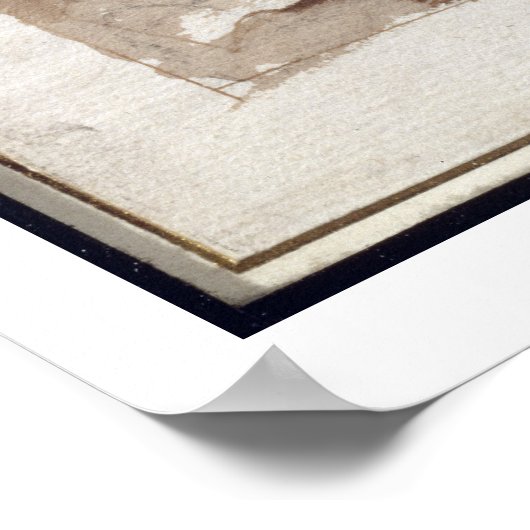 眠っているキリストの子と聖ヨセフ(ペン&b) ポスター (角)