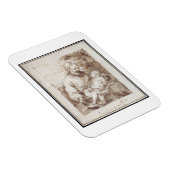 眠っているキリストの子と聖ヨセフ（ペン&b） マグネット (右側)