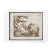 眠っているキリストの子と聖ヨセフ（ペン&b） マグネット (横)