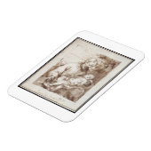 眠っているキリストの子と聖ヨセフ（ペン&b） マグネット (左側)