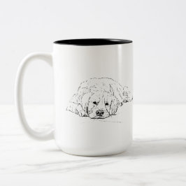 眠っているゴールデンレトリバー 犬のイラスト ツートーンマグカップ