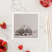 眠っているシーズー(犬)のTzuカクテルナプキンス、眠っている犬 スタンダードカクテルナプキン (インサイチュ)