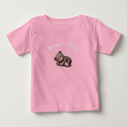 眠っているテディベア ベビーTシャツ (正面)