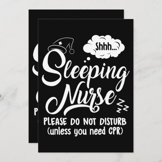 眠っているナース病院Rn看護ウィークおもしろいメンズ 招待状 (正面/裏面)