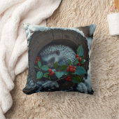 眠っているハリネズミもクリスマスが大好き クッション (ブランケット)