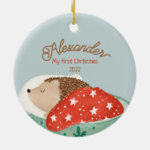 眠っているハリネズミ セラミックオーナメント (裏面)