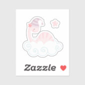 眠っているピンクの恐竜 シール (シート)