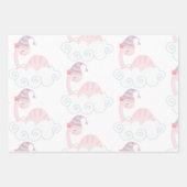 眠っているピンクの恐竜 ラッピングペーパーシート (正面)