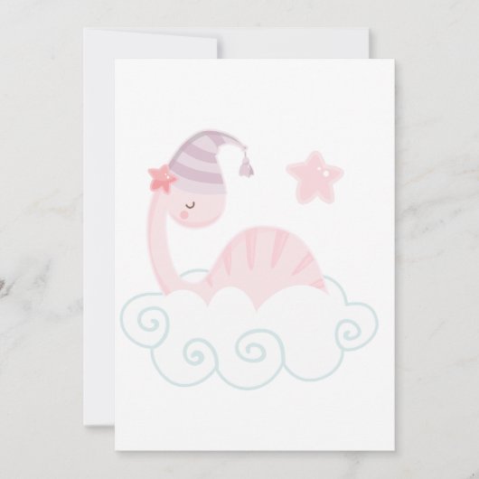 眠っているピンクの恐竜 招待状 (正面)