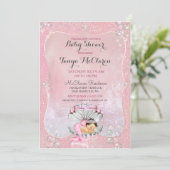眠っているベビーマーメイドピンククラムシェルパール 招待状 (スタンド正面)