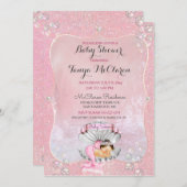 眠っているベビーマーメイドピンククラムシェルパール 招待状 (正面/裏面)