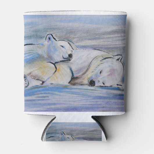 眠っているホッキョクグマ 缶クーラー (正面)