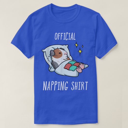 眠っているモルモットのパジャマ眠り頭 Tシャツ (デザイン正面)