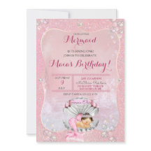 眠っている人魚の女の子ピンク真珠の貝