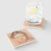 眠っている女性の顔(by Frantisek Kupka) ストーンコースター (横)