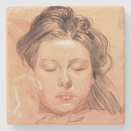 眠っている女性の顔(by Frantisek Kupka) ストーンコースター
