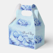 眠っている子供、青い男の子の赤ちゃんシャワー フェイバーボックス (正面サイド)