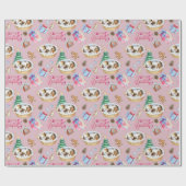 眠っている子犬のクリスマスラッピング紙 ラッピングペーパー (フラット)