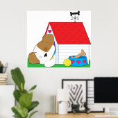眠っている子犬の家 かわいいペット ポスター (ホームオフィス)