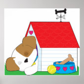 眠っている子犬の家 かわいいペット ポスター (正面)
