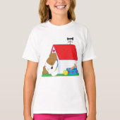 眠っている子犬の家 かわいいペット Tシャツ (正面)