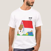 眠っている子犬の家 かわいいペット Tシャツ (正面)
